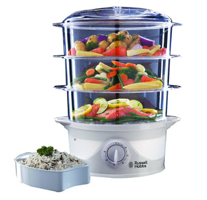 RUSSELL HOBBS 21140 3 TIER FOOD STEAMER - FOOD STEAMER RICE COOKER SLOW COOKER - Beattys of Loughrea