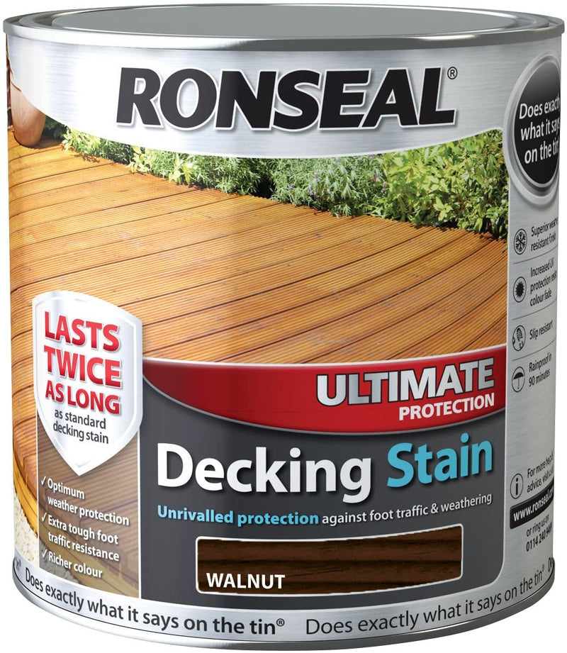Ronseal Ultimate Protection Decking Stain - 2.5 Litre Walnut - VARNISHES / WOODCARE - Beattys of Loughrea
