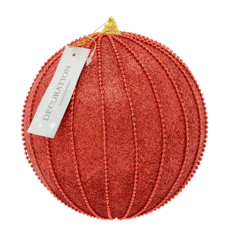 14.5cm Red Christmas Bauble - XMAS BAUBLES - Beattys of Loughrea