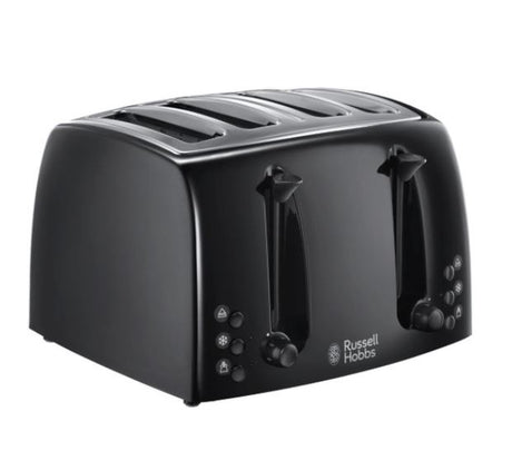 Russell Hobbs Textures Black 4 Slice Toaster | 21651 - TOASTERS - Beattys of Loughrea