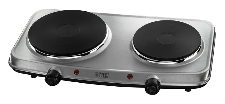 RUSSELL HOBBS 15199 2 RING HOB BRUSHED STEEL - PORTABLE COOKING RINGS/ HOBS - Beattys of Loughrea