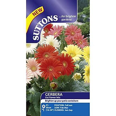 Suttons Gerbera Cut Flower Mix G115693 - SEED VEG & FLOWER - Beattys of Loughrea