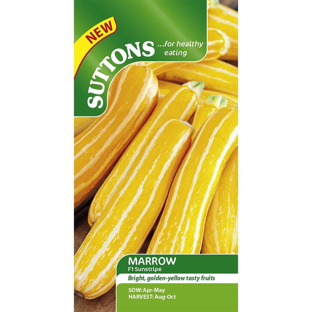 Suttons Marrow F1 Sunstripe G170432 - SEED VEG & FLOWER - Beattys of Loughrea