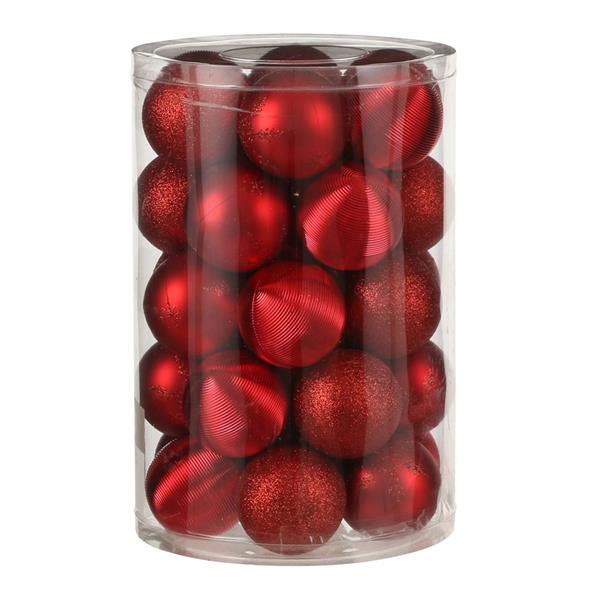 34Pk Christmas Baubles Red - XMAS BAUBLES - Beattys of Loughrea