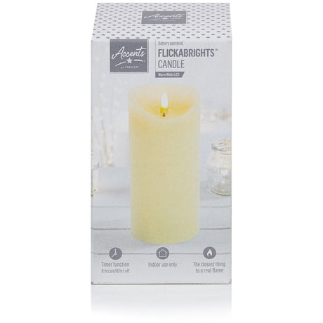 Flickabright Candle Cream - 18cm x 9cm - BATTERY LED CANDLES - Beattys of Loughrea