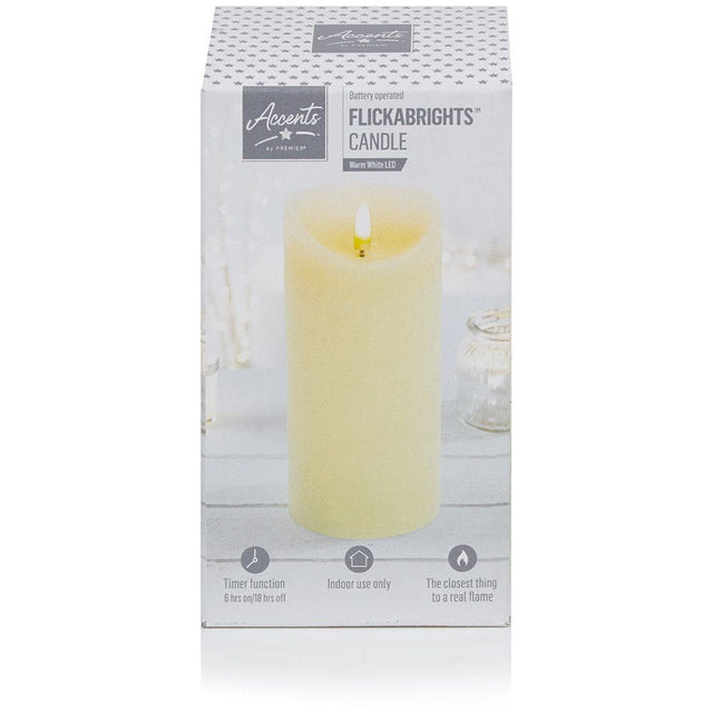 Flickabright Candle Cream - 18cm x 9cm - BATTERY LED CANDLES - Beattys of Loughrea