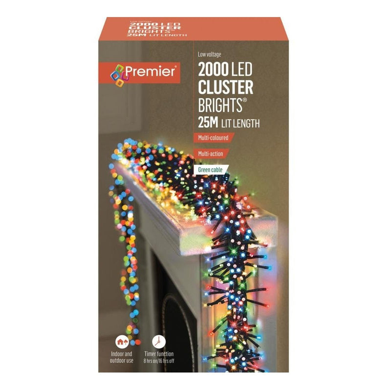 Premier 2000 LED Multi-Action Clusterbrights with Timer - Multi-Coloured - XMAS LIGHTS LED - Beattys of Loughrea