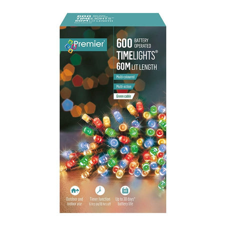 600Led Battery Operated Multi Coloured Timer Lights Lb131956M - XMAS BATTERY OPERATED LIGHTS - Beattys of Loughrea