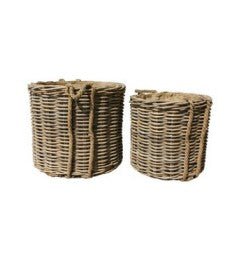 Glenweave Large Round Baskets with Rope Handles and Removable Hessian Line - LINEN CHESTS/BASKETS - Beattys of Loughrea