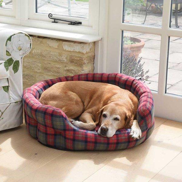 Large Oval Check Bed - PET SLEEPING BASKET, BEDS - Beattys of Loughrea