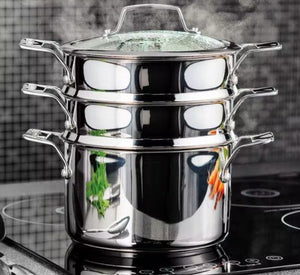 Stellar Steamers 22Cm 3 Tier Steamer Set Stm04 - COOKWARE - S/STEEL - Beattys of Loughrea