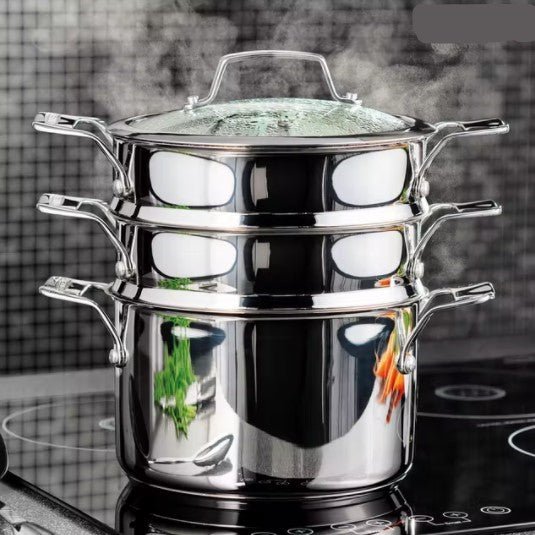 Stellar Steamers 20Cm 3 Tier Steamer Set Stm03 - COOKWARE - S/STEEL - Beattys of Loughrea