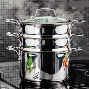 Stellar Steamers 20Cm 3 Tier Steamer Set Stm03 - COOKWARE - S/STEEL - Beattys of Loughrea