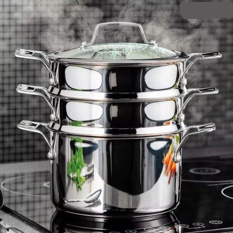 Stellar Steamers 20Cm 3 Tier Steamer Set Stm03 - COOKWARE - S/STEEL - Beattys of Loughrea