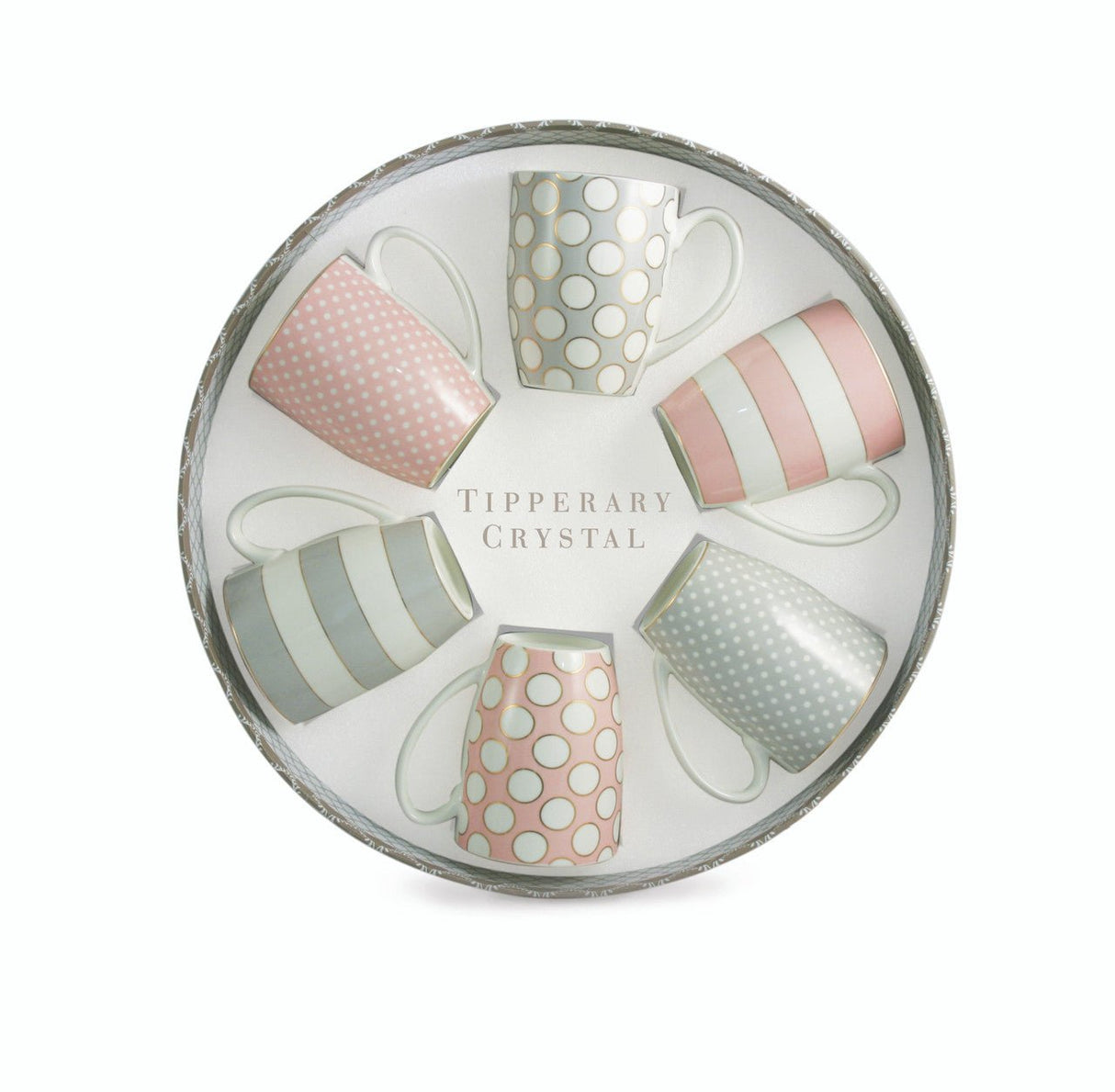 TIPPERARY CRYSTAL Set 6 Bone China Mugs - Spots & Stripes Party Pack - MUG SETS - Beattys of Loughrea