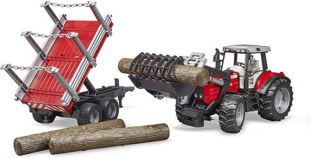 Bruder Massey Ferguson with Frontloader & Timber Trailer - FARMS/TRACTORS/BUILDING - Beattys of Loughrea