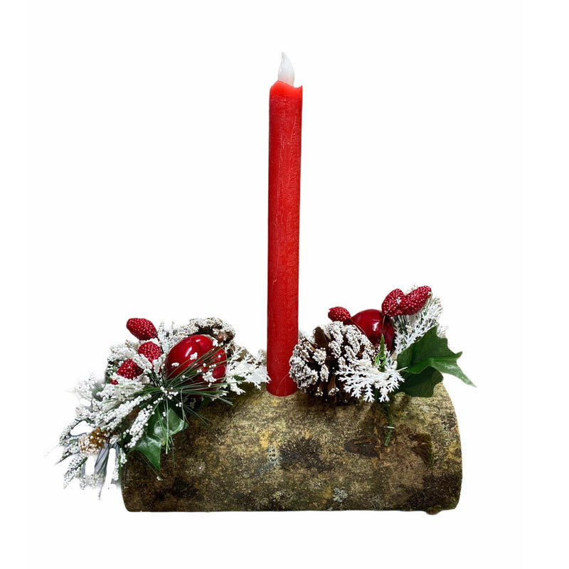 Traditional Christmas LED Candle Log - Battery Operated - XMAS CANDLE ARCHES LOGS - Beattys of Loughrea