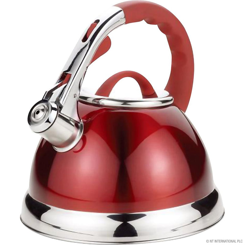 Stainless Steel Whistling Kettle Red Colour 3.5L - S/STEEL KETTLES - Beattys of Loughrea