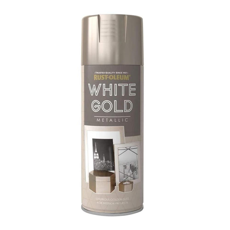 Rustoleum White Gold Metallic Spray Paint 400ml - METAL PAINTS - Beattys of Loughrea