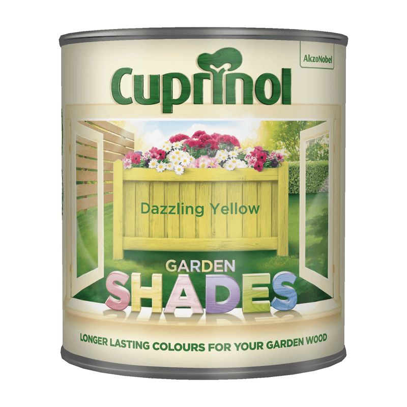 Cuprinol Garden Shades Colours Paint - 1 Litre Dazzling Yellow - VARNISHES / WOODCARE - Beattys of Loughrea