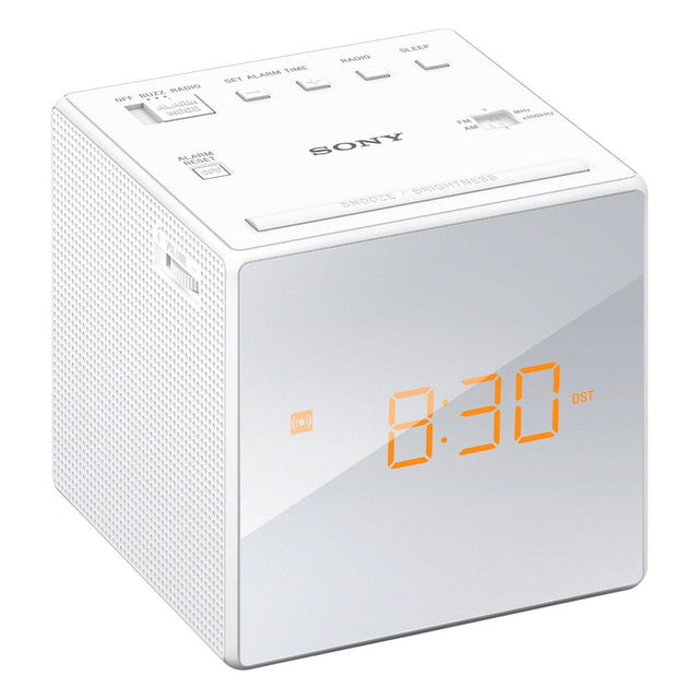 Sony ICF-C1W Cube FM/AM Clock Radio with LED Alarm White - CLOCK RADIO / DIGITAL CLOCKS - Beattys of Loughrea