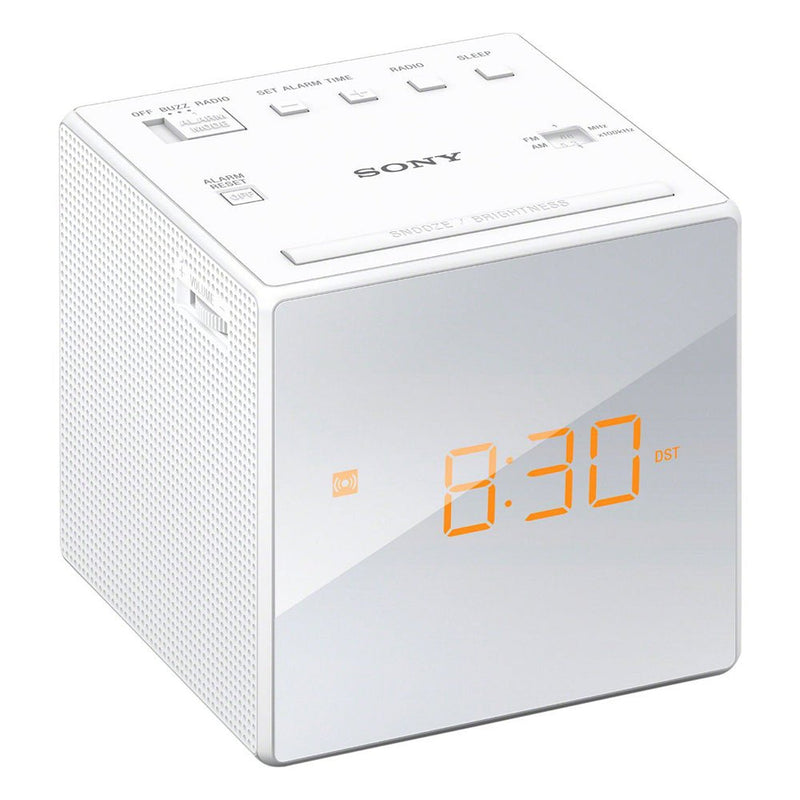 Sony ICF-C1W Cube FM/AM Clock Radio with LED Alarm White - CLOCK RADIO / DIGITAL CLOCKS - Beattys of Loughrea