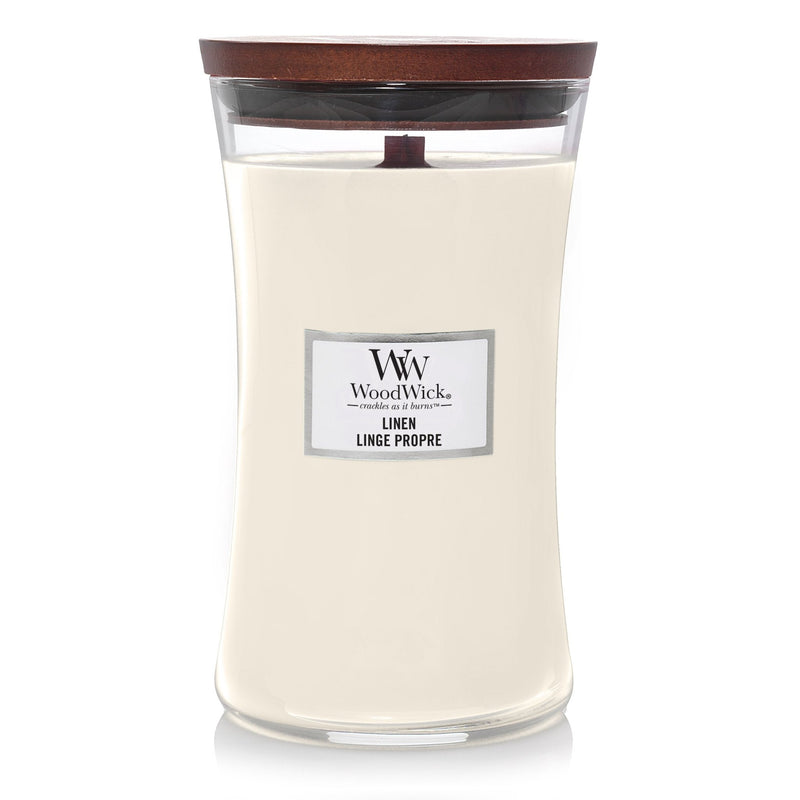 WoodWick Linen Large Jar Candle - CANDLES - Beattys of Loughrea