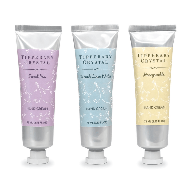 TIPPERARY CRYSTAL Hand Cream Trio: Honeysuckle, Sweet Pea & French Linen - BODYCARE - Beattys of Loughrea