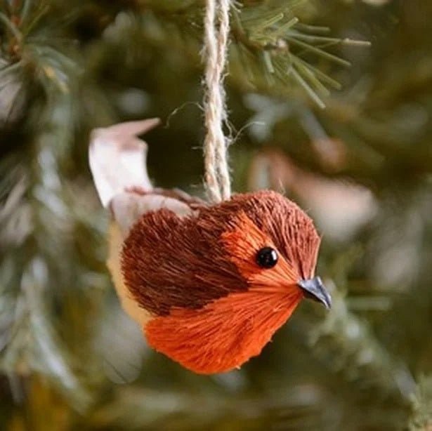 Bristle and Wood Robin Tree Decoration by Gisela Graham - XMAS ACCESSORIES - Beattys of Loughrea