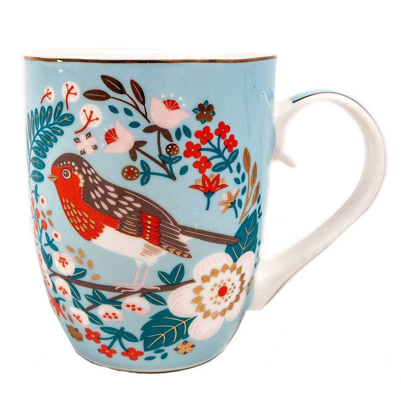 TIPPERARY CRYSTAL Birdy Mug Robin - MUG SETS - Beattys of Loughrea