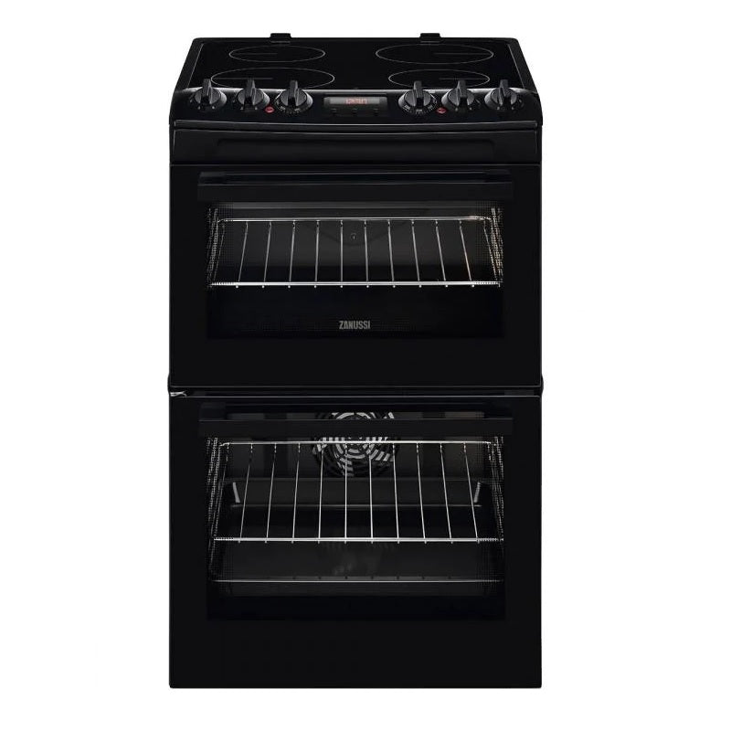 Zanussi 55cm Double Oven Black Cooker - ZCV46250BA - ELECT OVEN SINGLE & DBLE BUILT IN - Beattys of Loughrea