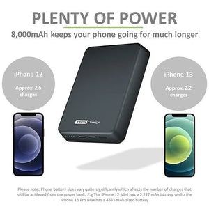 Tech Charge 1729 Black Power Bank - 8000mAh Super Fast - BATTERY CHARGERS - Beattys of Loughrea