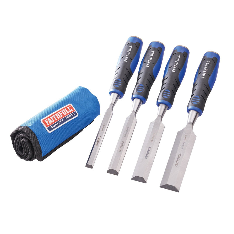 Faithfull 4 Piece Chisel Set in Roll - WOOD/COLD CHISELS - Beattys of Loughrea