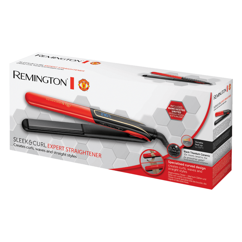 Remington S6755 Hair Straightener (Man Utd) - CURLERS/CRIMPERS/STRAIGHTENERS - Beattys of Loughrea