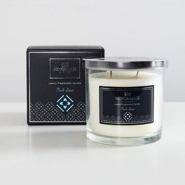 Newgrange Living Fresh Linen Luxury 2 Wick Candle - CANDLES - Beattys of Loughrea