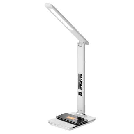 Groove-e LED Desk Lamp with Wireless Charging Pad & Clock White - DESK/READING LAMPS - Beattys of Loughrea