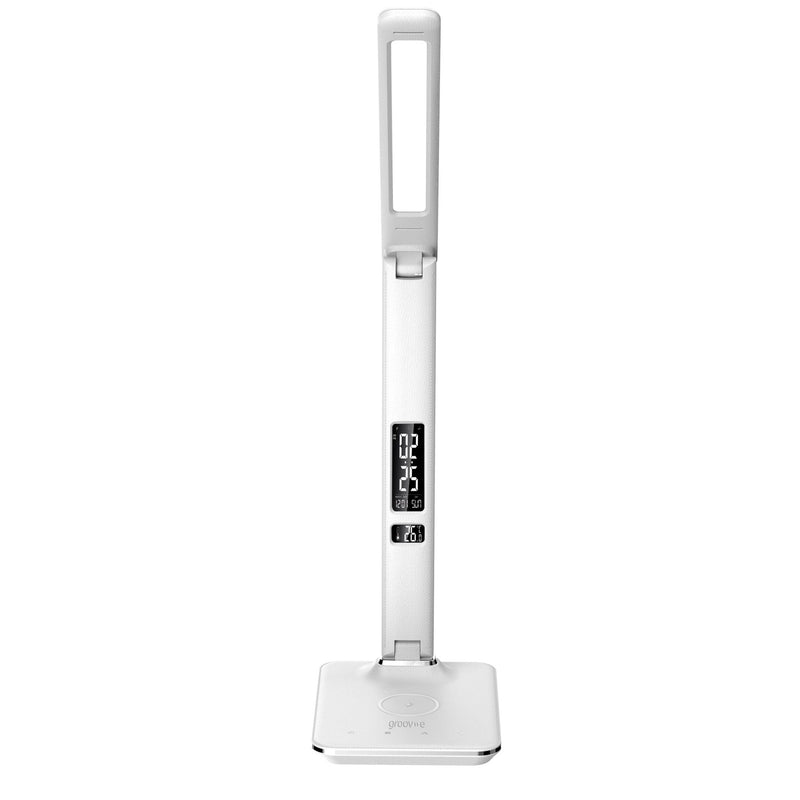 Groove-e LED Desk Lamp with Wireless Charging Pad & Clock White - DESK/READING LAMPS - Beattys of Loughrea