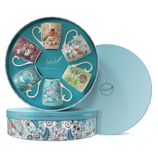 Tipperary Crystal Birdy Set Of 6 Mugs In Hat Box - MUG SETS - Beattys of Loughrea