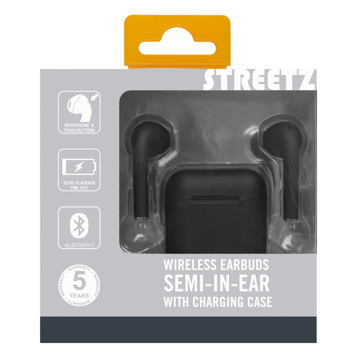 Streetz True Wireless Stereo Earbuds with Charging Case - Black - HEADPHONES / EARPHONES/ MICROPHONE - Beattys of Loughrea