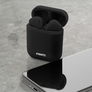 Streetz True Wireless Stereo Earbuds with Charging Case - Black - HEADPHONES / EARPHONES/ MICROPHONE - Beattys of Loughrea