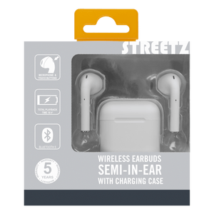 Streetz True Wireless Stereo Earbuds with Charging Case - White - HEADPHONES / EARPHONES/ MICROPHONE - Beattys of Loughrea