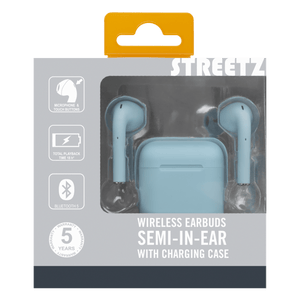 Streetz True Wireless Stereo Earbuds with Charging Case - Blue - HEADPHONES / EARPHONES/ MICROPHONE - Beattys of Loughrea