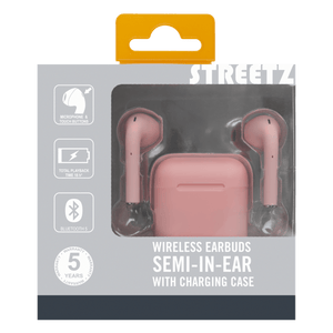 Streetz True Wireless Stereo Earbuds with Charging Case - Pink - HEADPHONES / EARPHONES/ MICROPHONE - Beattys of Loughrea