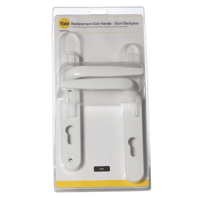 Yale Essentials Replacement Short Backplate Handle White - LEVER HANDLES/SUFFOLK LATCH - Beattys of Loughrea