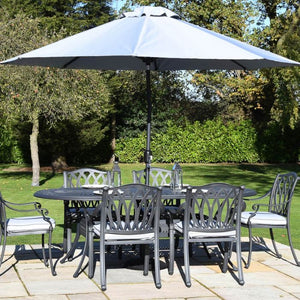 Florence 6 Seater Cast Alum Oval Set - Antique Grey - METAL GDN FURN SET 4+ SEATS - Beattys of Loughrea