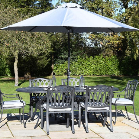 Florence 6 Seater Cast Alum Oval Set - Antique Grey - METAL GDN FURN SET 4+ SEATS - Beattys of Loughrea