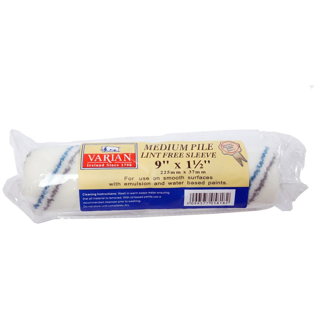 Varian Medium Pile Paint Roller Sleeve Lint Free - 9in - ROLLERS/SLEEVES - Beattys of Loughrea
