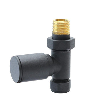 Aqualla Matt Black Round Straight Valve (Pair) - RAD VALVES/VENTS/KEYS - Beattys of Loughrea
