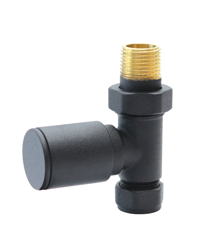 Aqualla Matt Black Round Straight Valve (Pair) - RAD VALVES/VENTS/KEYS - Beattys of Loughrea