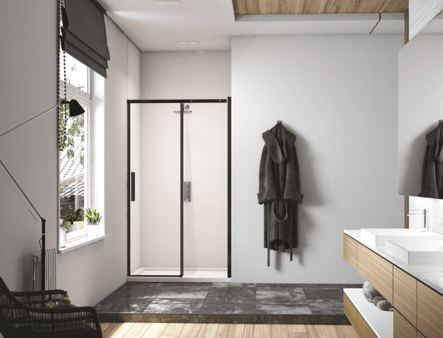 Merlyn Black Sliding Door 1700mm - SHOWER DOORS - Beattys of Loughrea